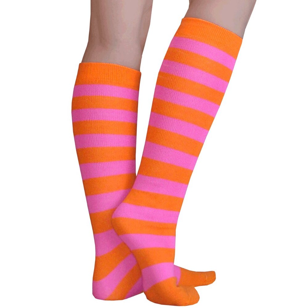 Orange/Neon Pink Striped Socks